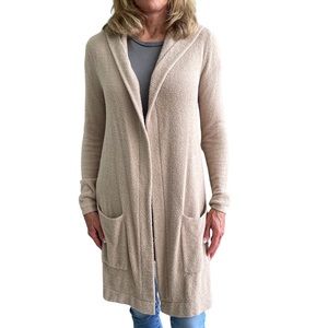 Barefoot Dreams soft plush Hooded Long Cardigan Size S/Ex Small